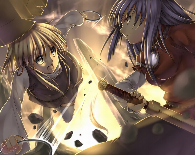 Two Girls Fighting — Purple