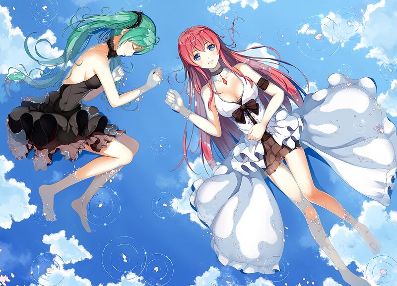Two Girls Floating in Sky — Blue, Serene