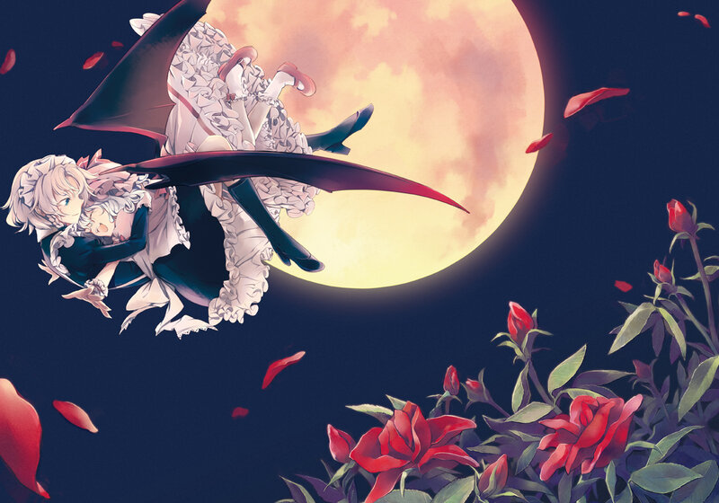 Two girls flying with roses