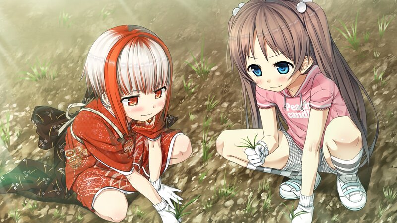 Two girls gardening together