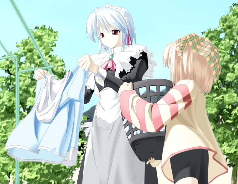 Two Girls Hanging Laundry