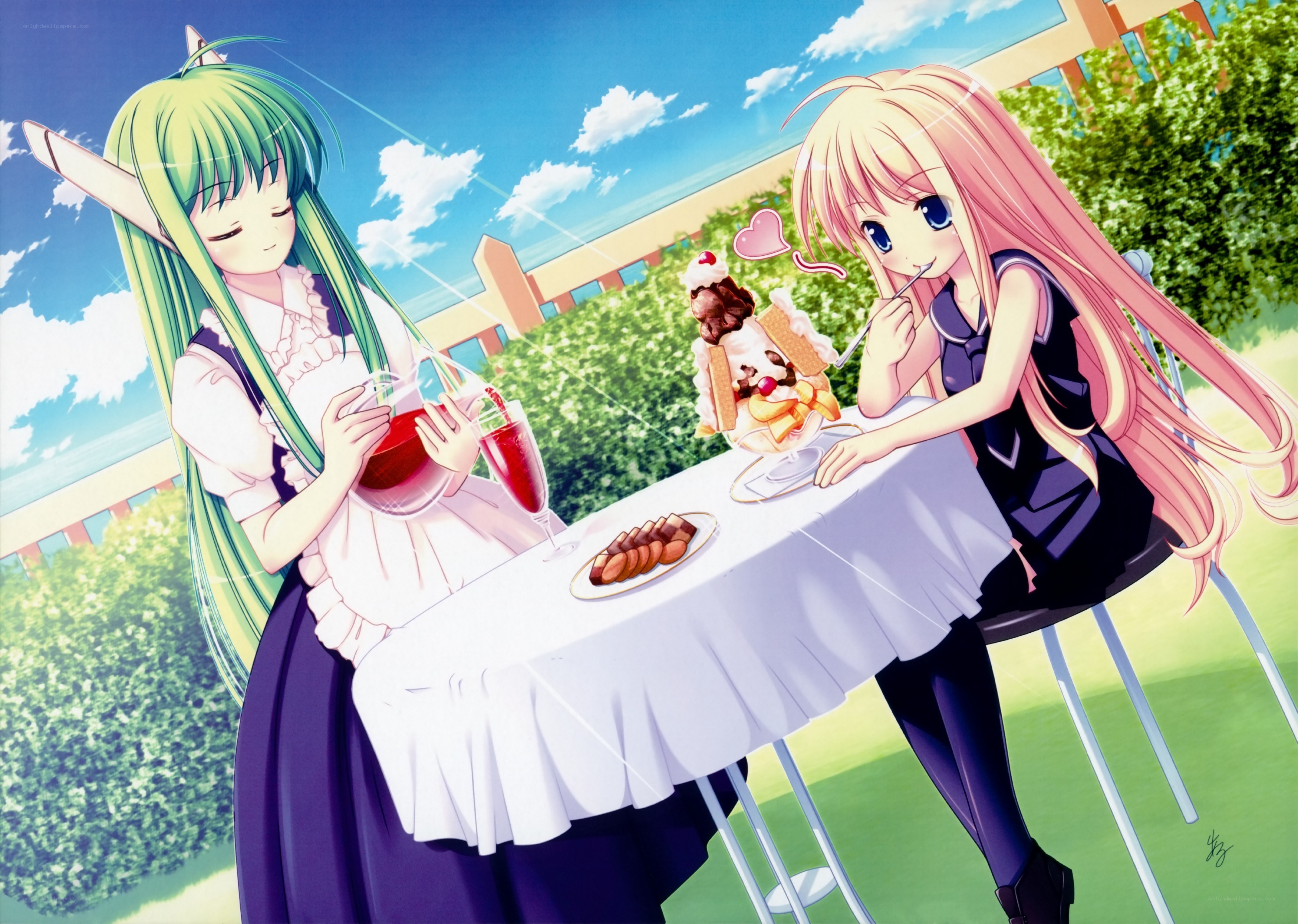 Two girls having a picnic