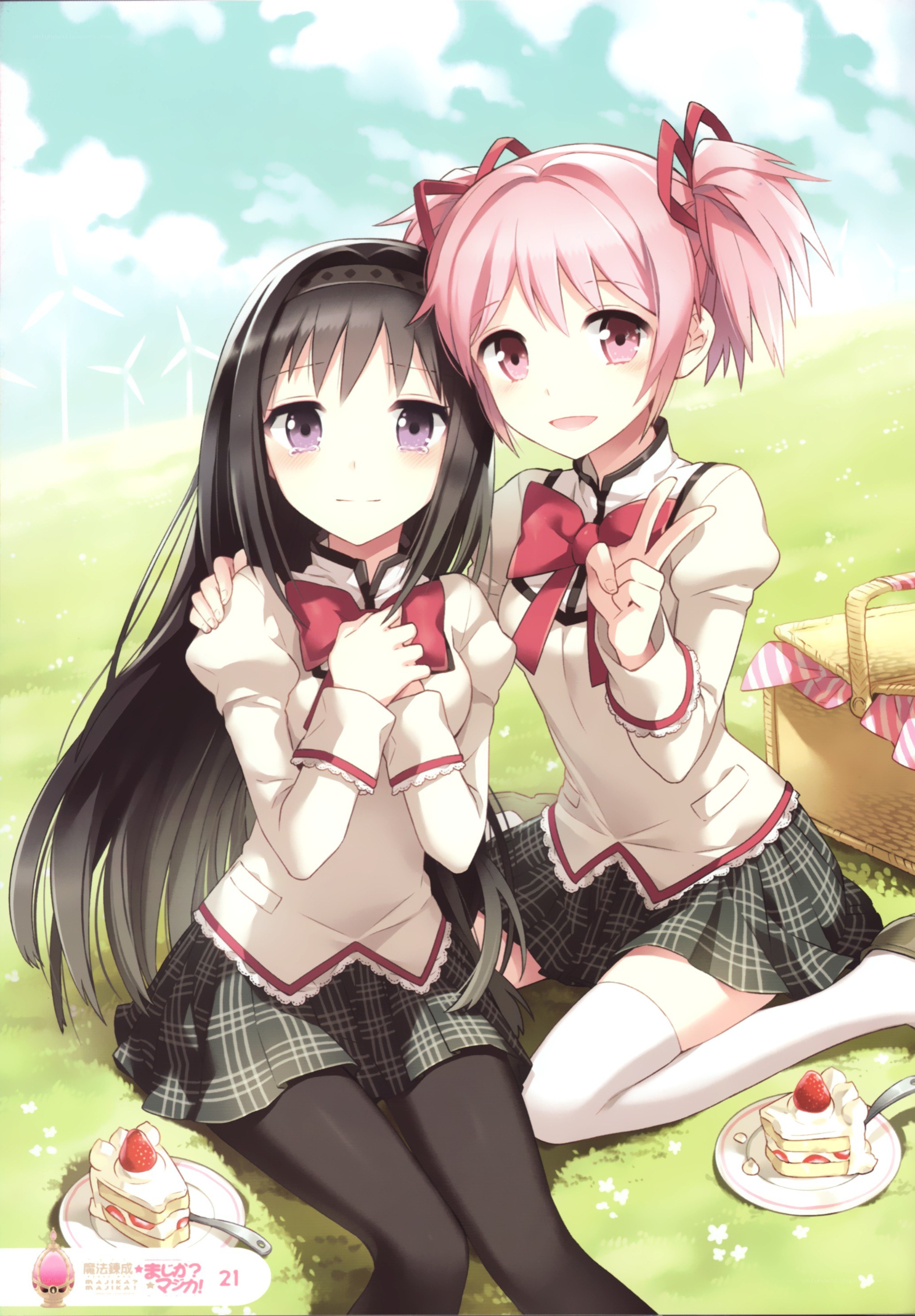 Two girls having a picnic