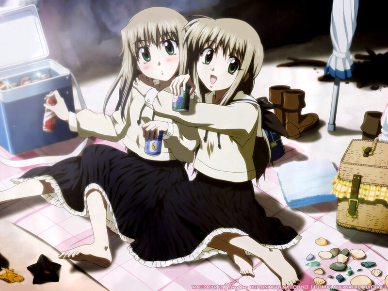 Two girls having a picnic