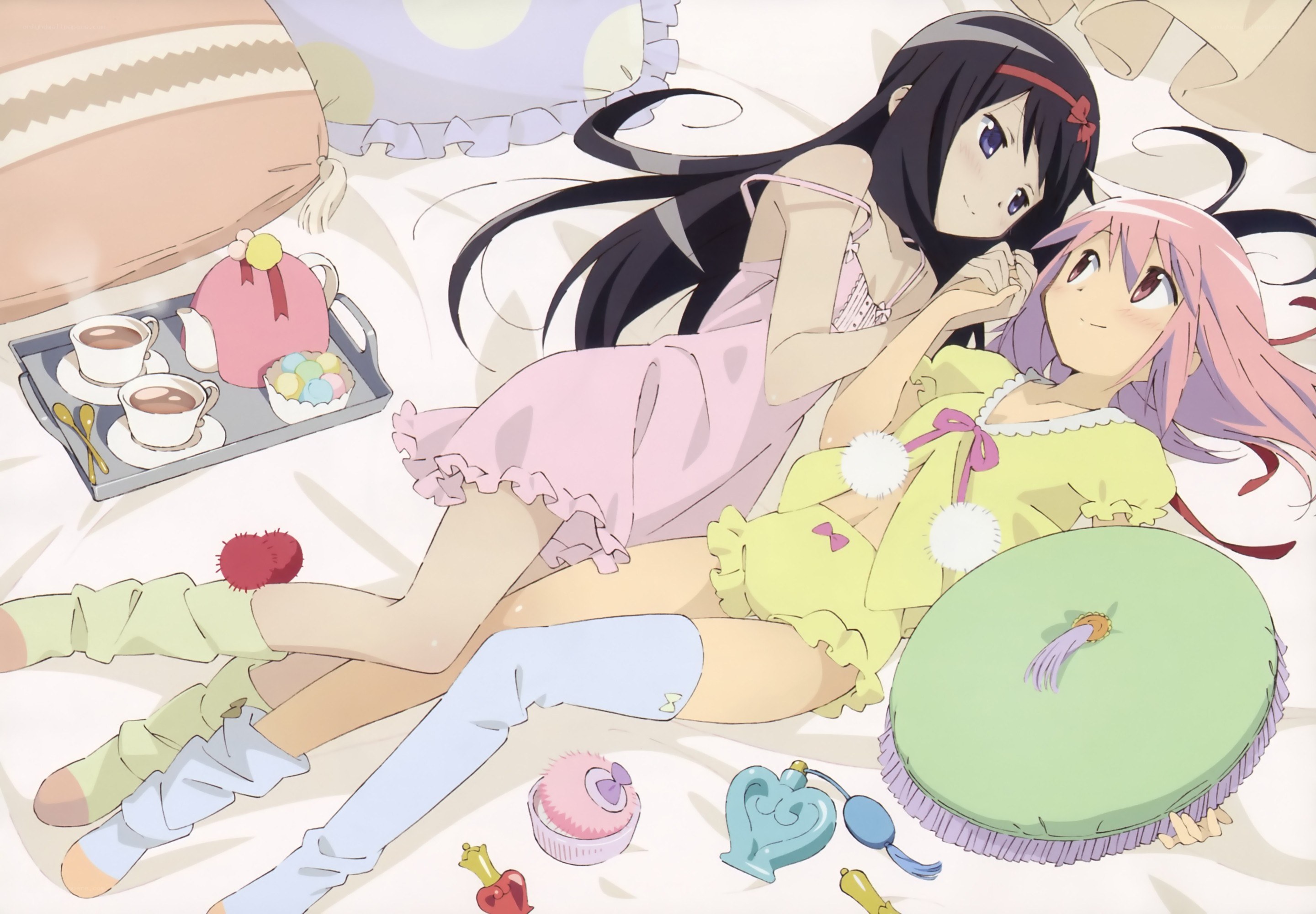 Two girls having a tea party