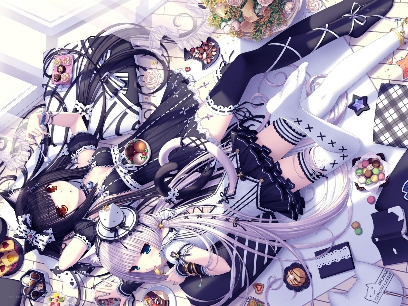 Two girls having a tea party