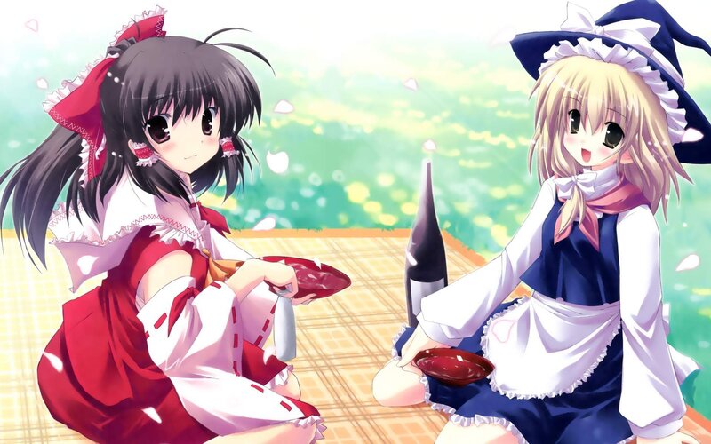 Two Girls Having Picnic — Red