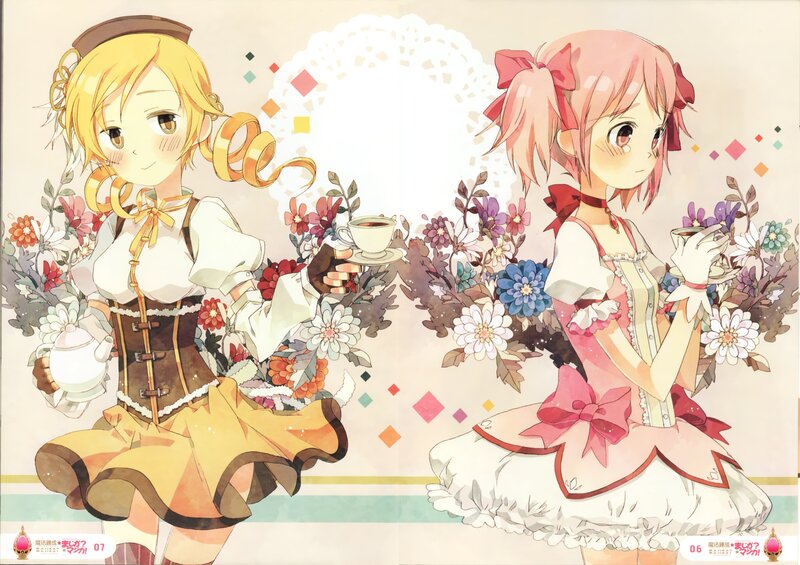 Two girls having tea