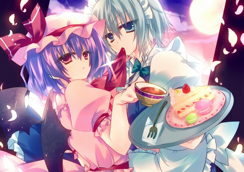 Two Girls Having Tea — Purple, Dreamy, Night