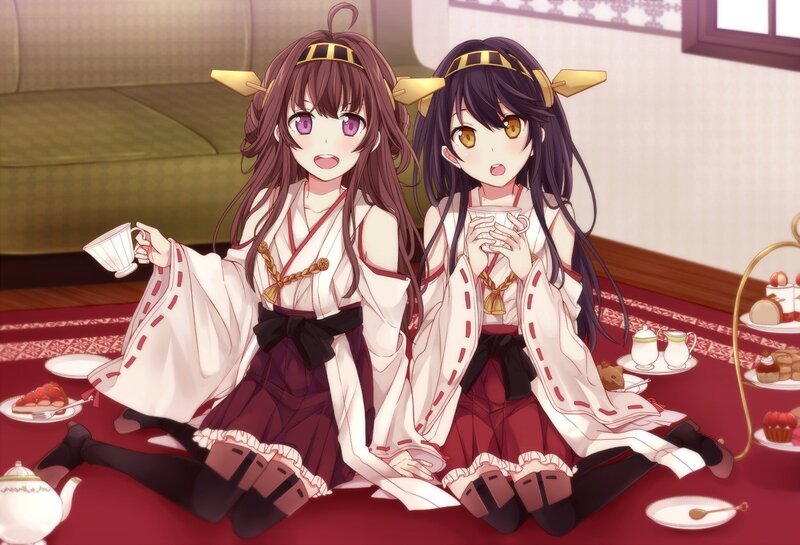 Two Girls Having Tea — Red, Calm