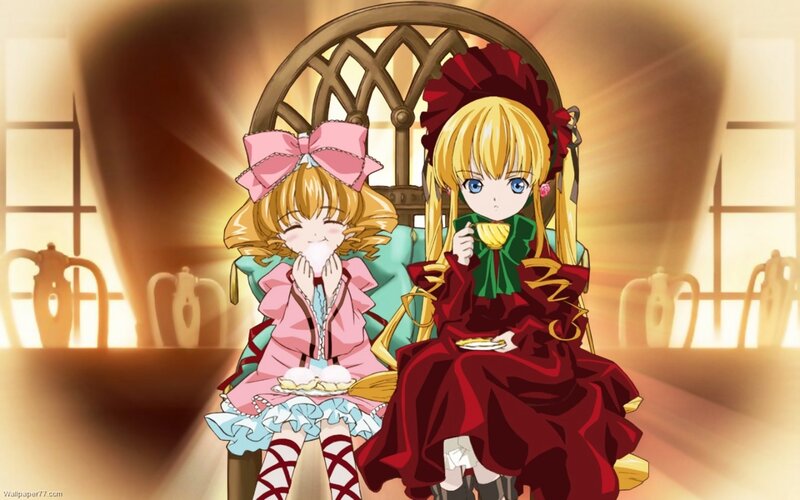 Two Girls Having Tea — Red, Warm