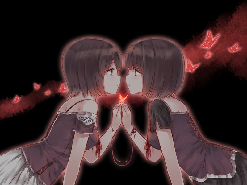 Two Girls Holding a Butterfly