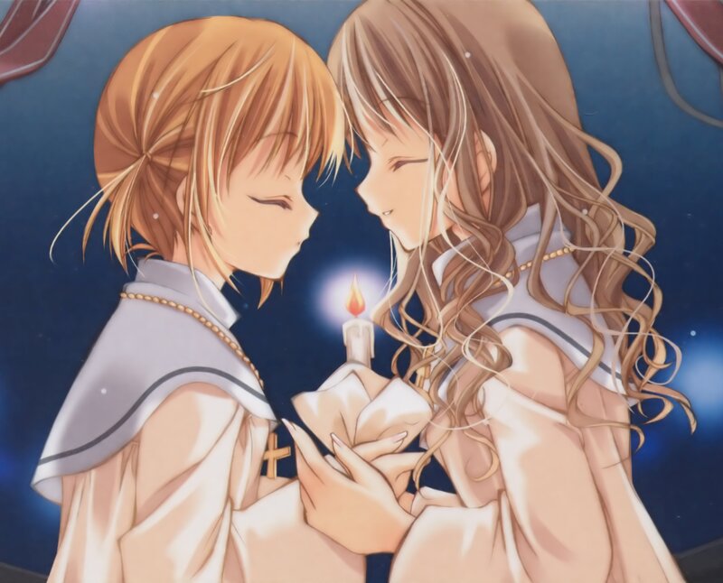 Two Girls Holding Candle