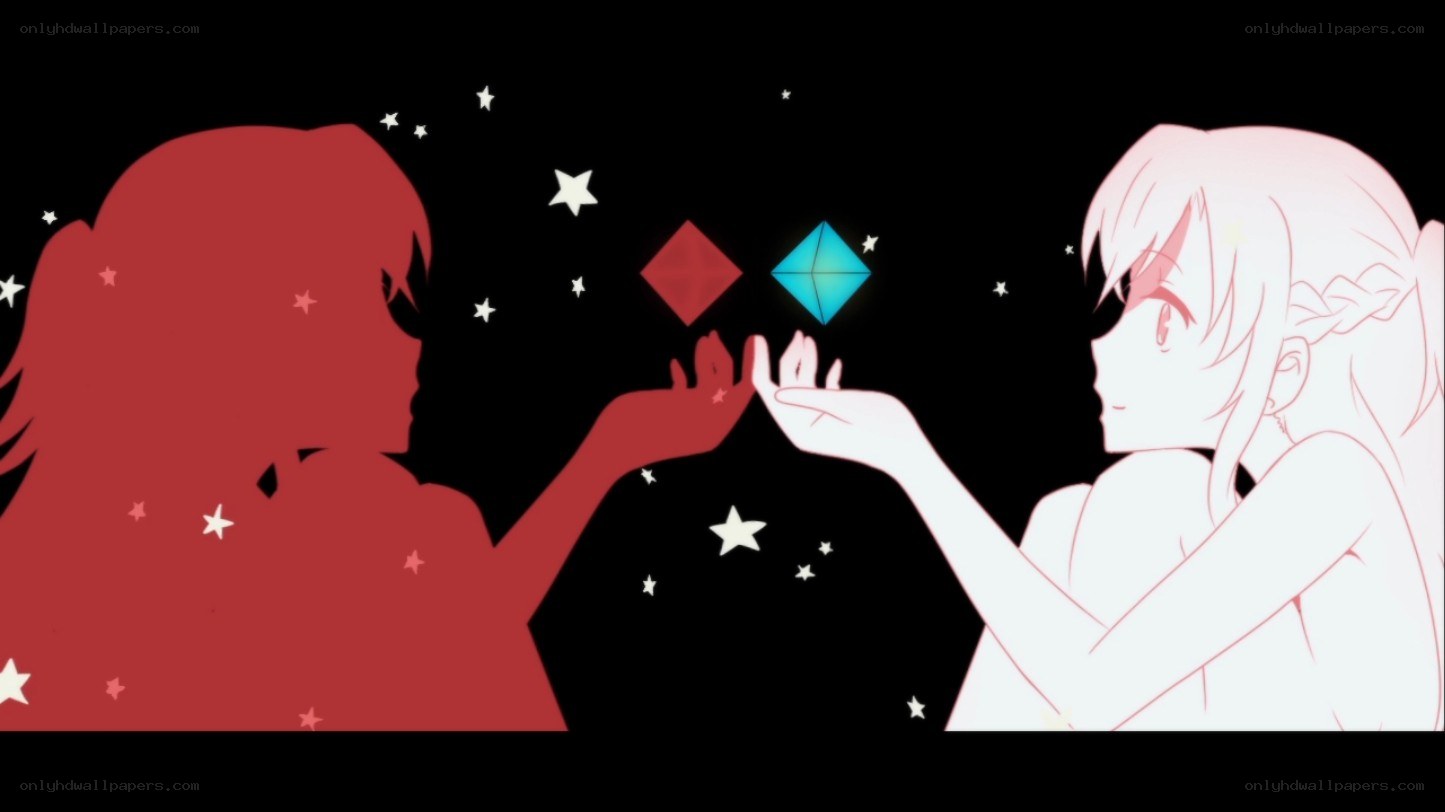 two girls holding glowing cubes