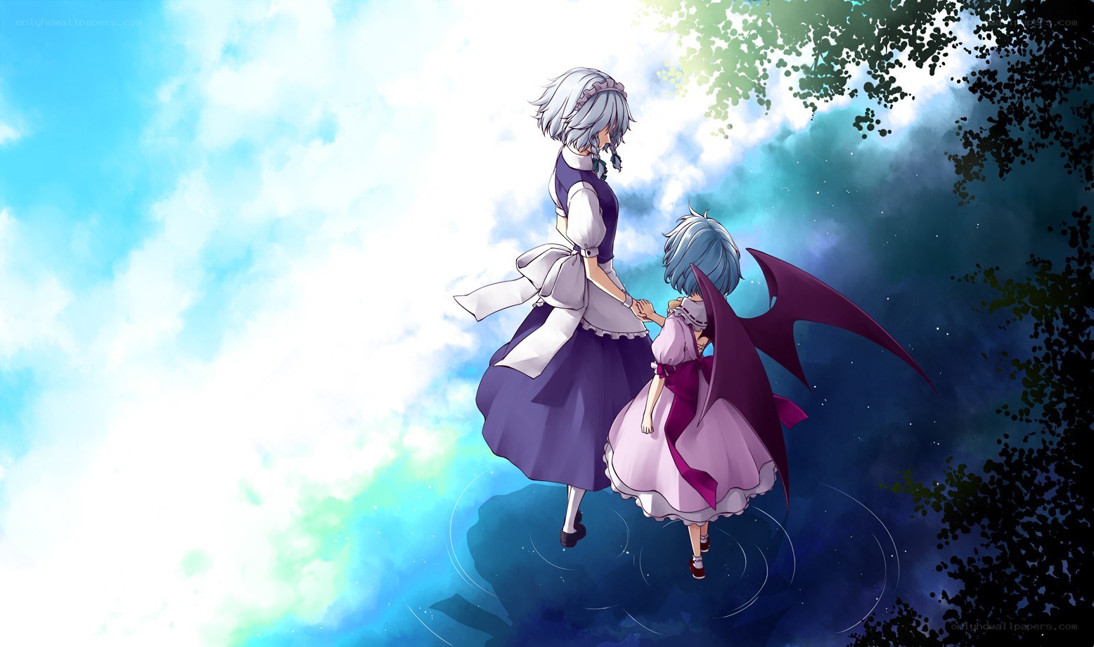 two girls holding hands