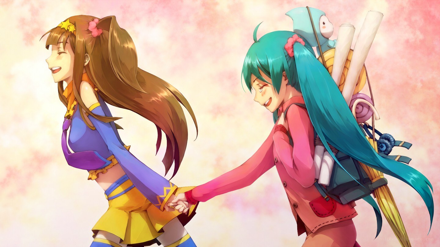 Two girls holding hands