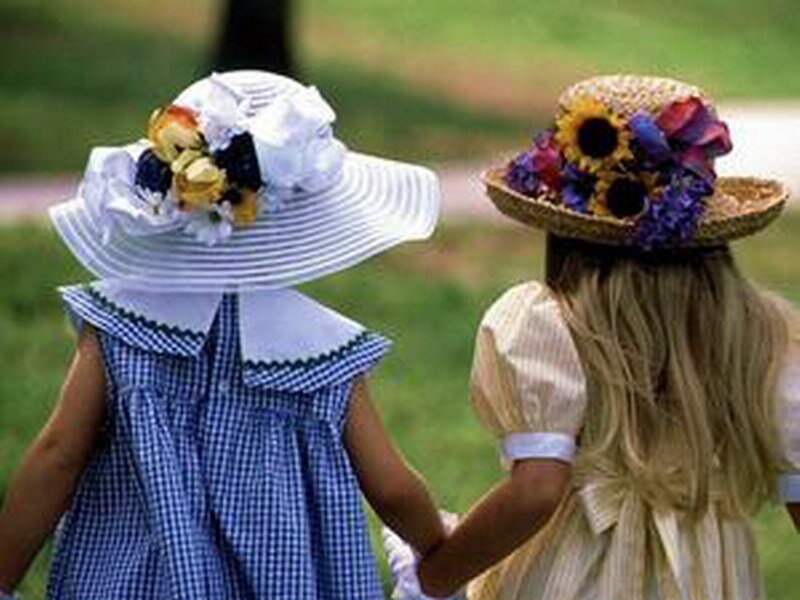 two girls holding hands