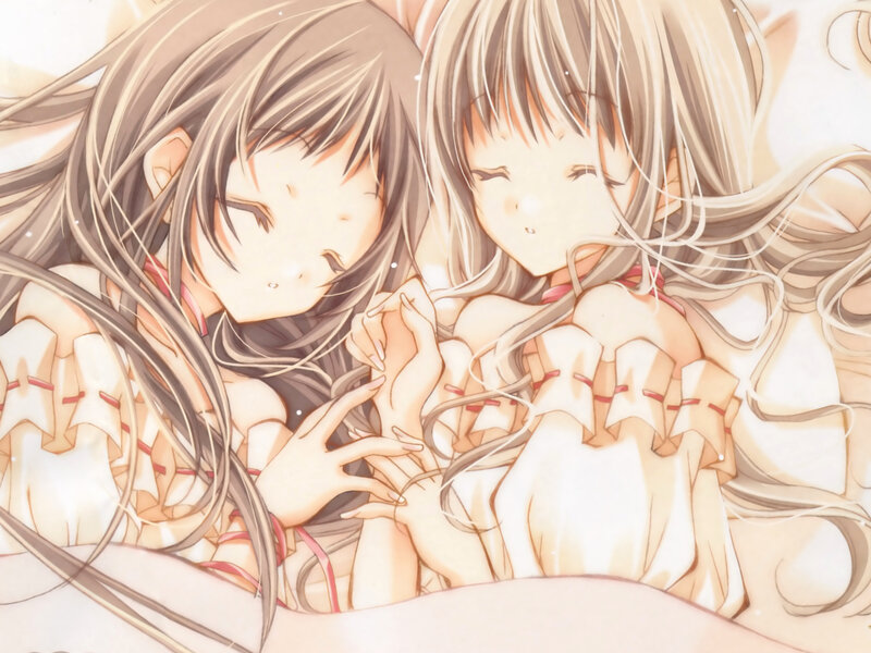 Two Girls Holding Hands — Beige
