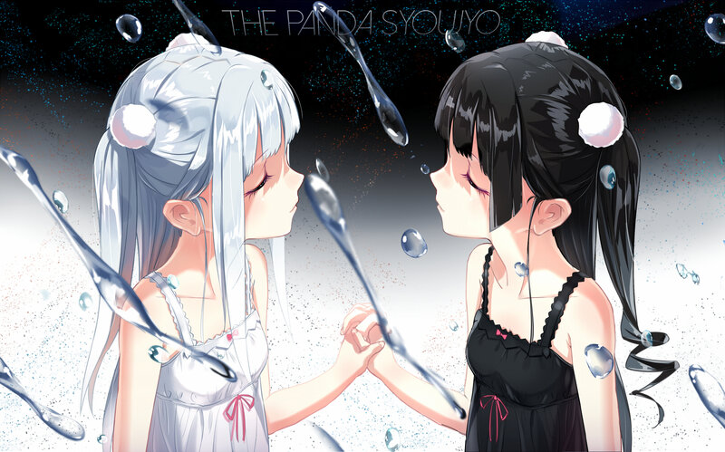 Two Girls Holding Hands — Black, Serene, Night