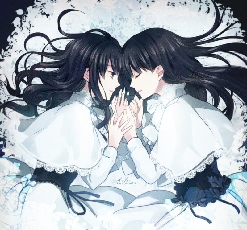 Two Girls Holding Hands — Black, Serene