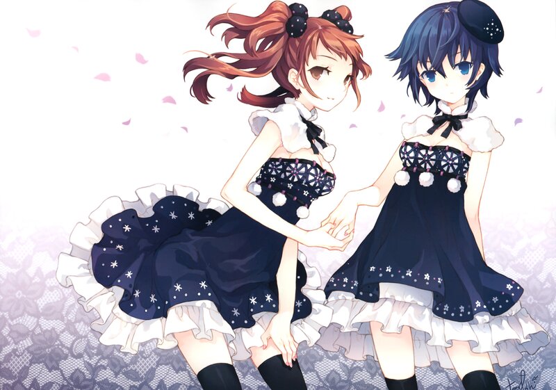 Two Girls Holding Hands — Blue, Calm, Spring