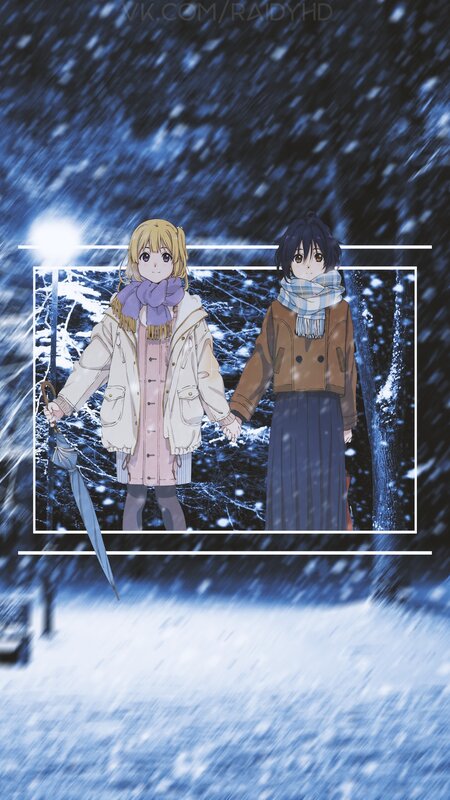 Two Girls Holding Hands — Blue, Calm, Winter