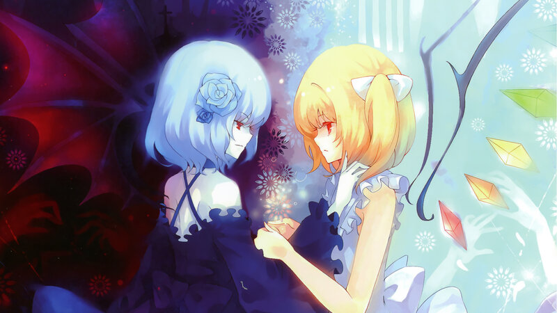 Two Girls Holding Hands — Blue, Dramatic, Anime