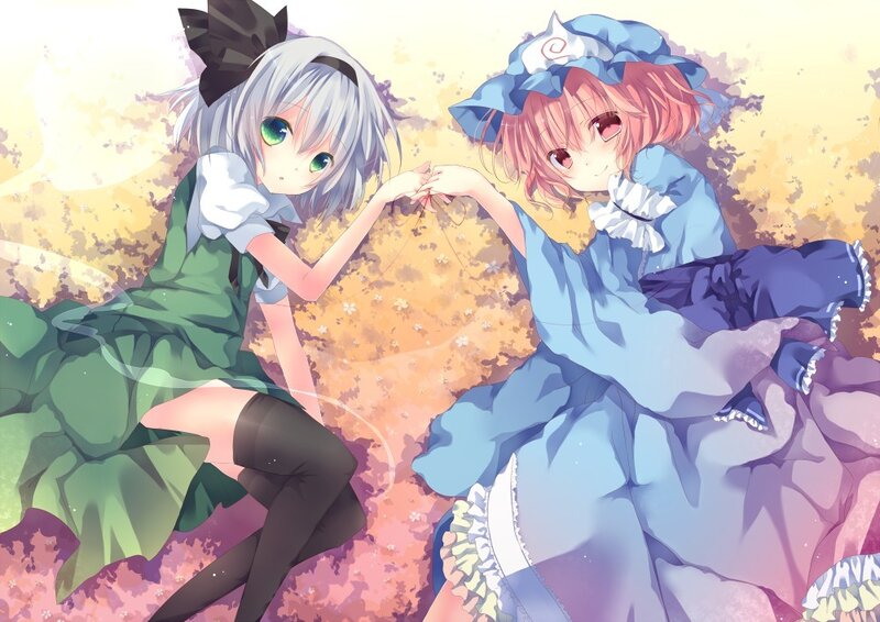 Two Girls Holding Hands — Blue, Peaceful