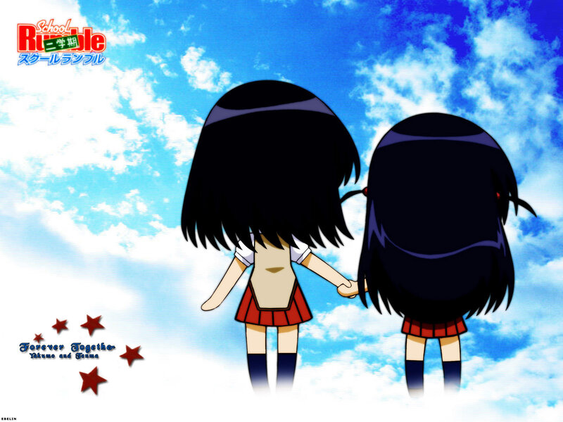 Two Girls Holding Hands — Blue, Serene, Afternoon