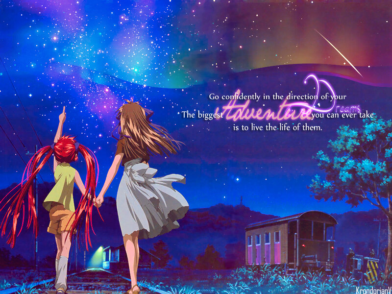 Two Girls Holding Hands — Blue, Serene