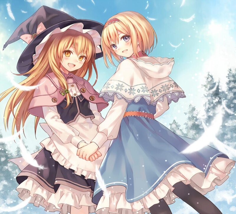 Two Girls Holding Hands — Blue, Serene, Winter