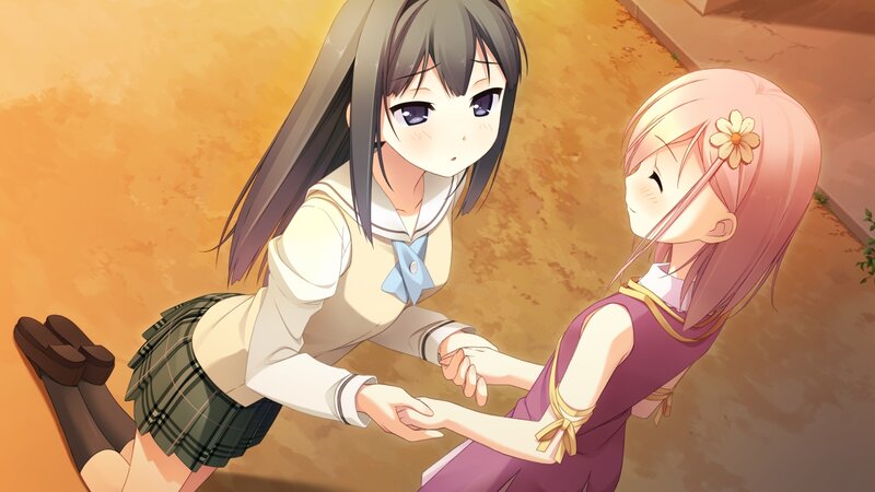 Two Girls Holding Hands — Orange, Calm