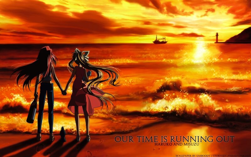 Two Girls Holding Hands — Orange, Dramatic