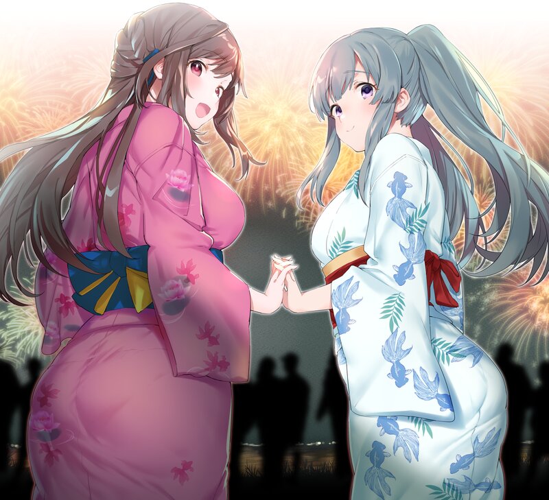 Two Girls Holding Hands — Pink, Festive