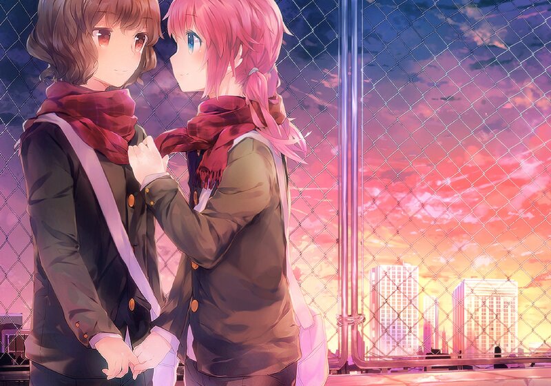 Two Girls Holding Hands — Pink, Romantic