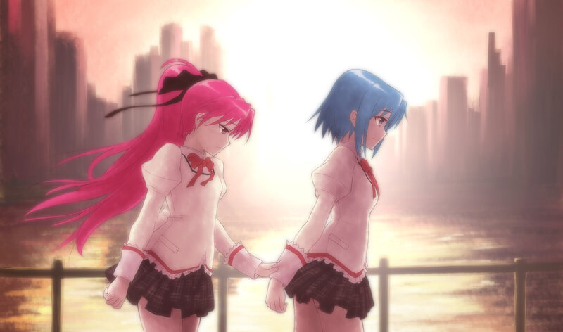 Two Girls Holding Hands — Pink, Serene