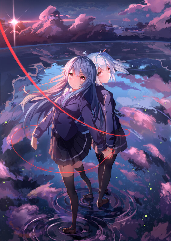 Two Girls Holding Hands — Purple, Dreamy, Night