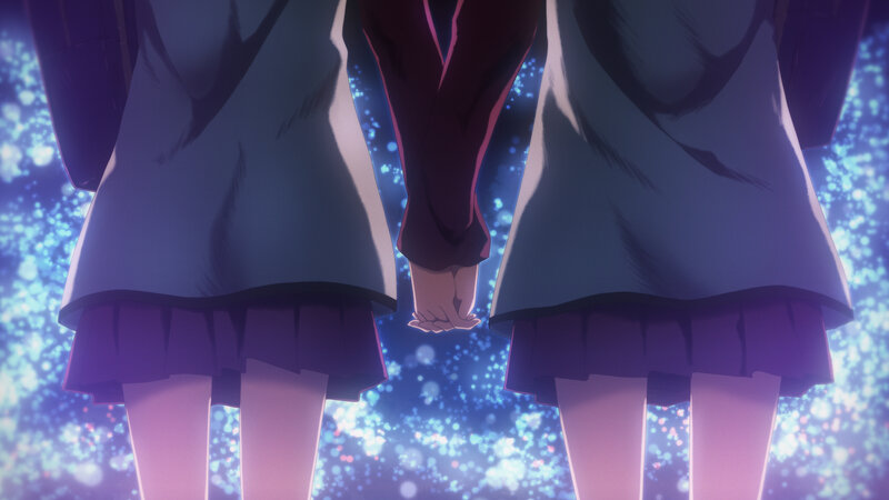 Two Girls Holding Hands — Purple, Dreamy