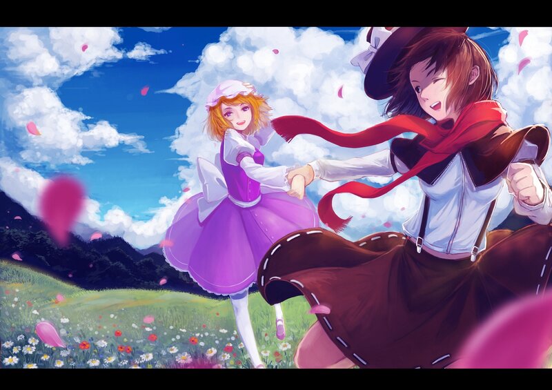 Two Girls Holding Hands — Purple, Joyful