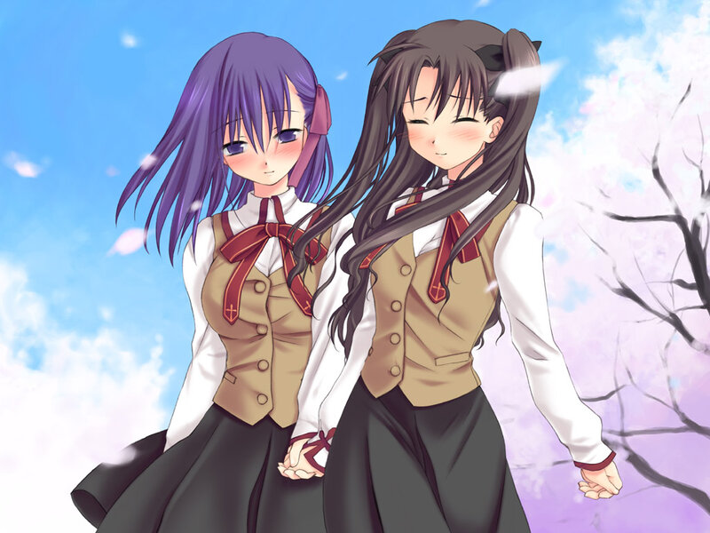 Two Girls Holding Hands — Purple, Serene, Spring