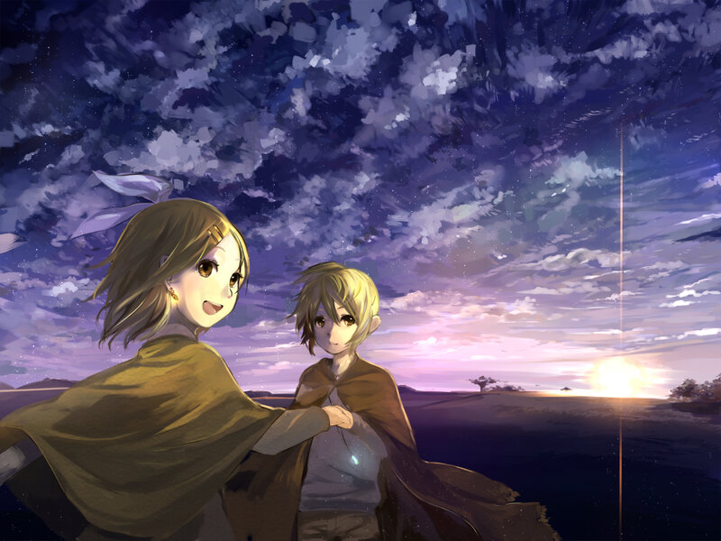 Two Girls Holding Hands — Purple, Serene, Sunset