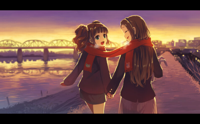 Two Girls Holding Hands — Purple