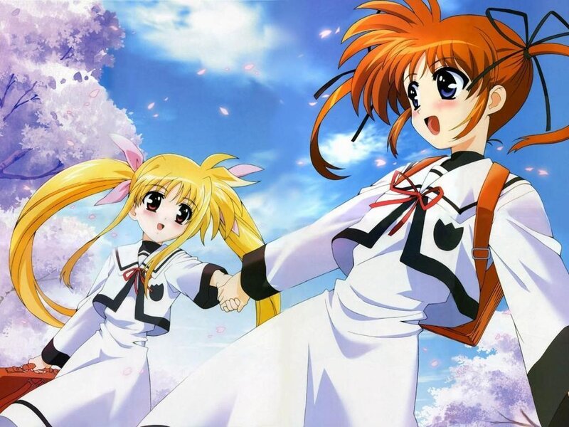 Two Girls Holding Hands — White, Cheerful