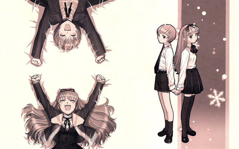 Two Girls Holding Hands — White, Dramatic