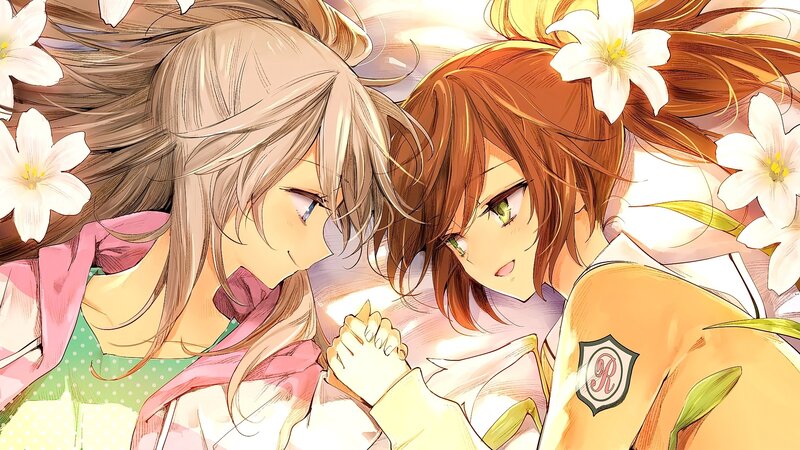 Two Girls Holding Hands — White, Serene, Afternoon, Manga