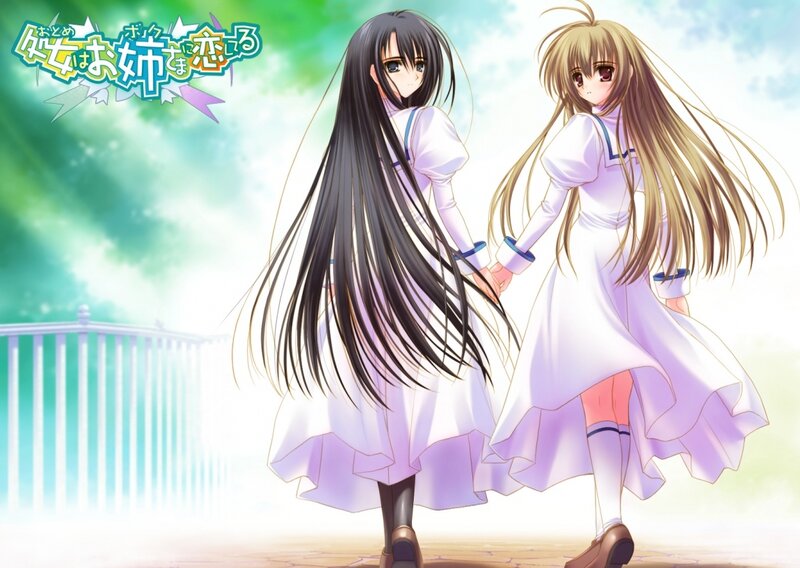 Two Girls Holding Hands — White, Serene