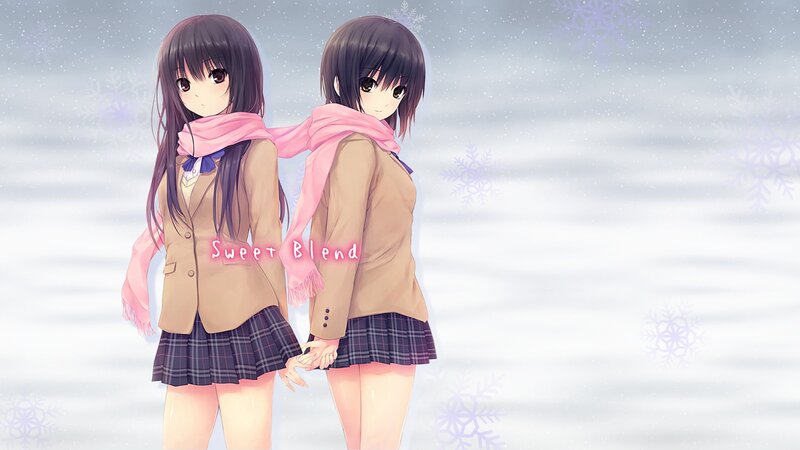 Two Girls Holding Hands — White, Serene, Winter