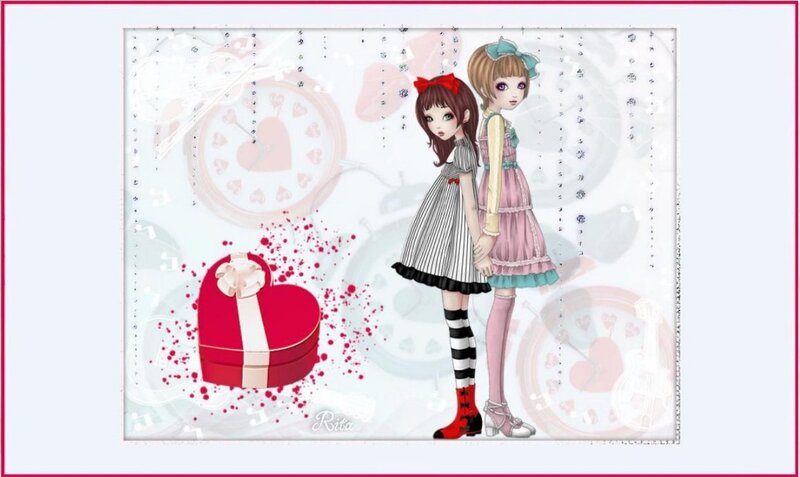 Two Girls Holding Hands — White, Whimsical