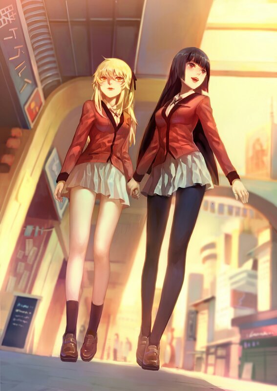 Two Girls Holding Hands — Yellow, Dramatic