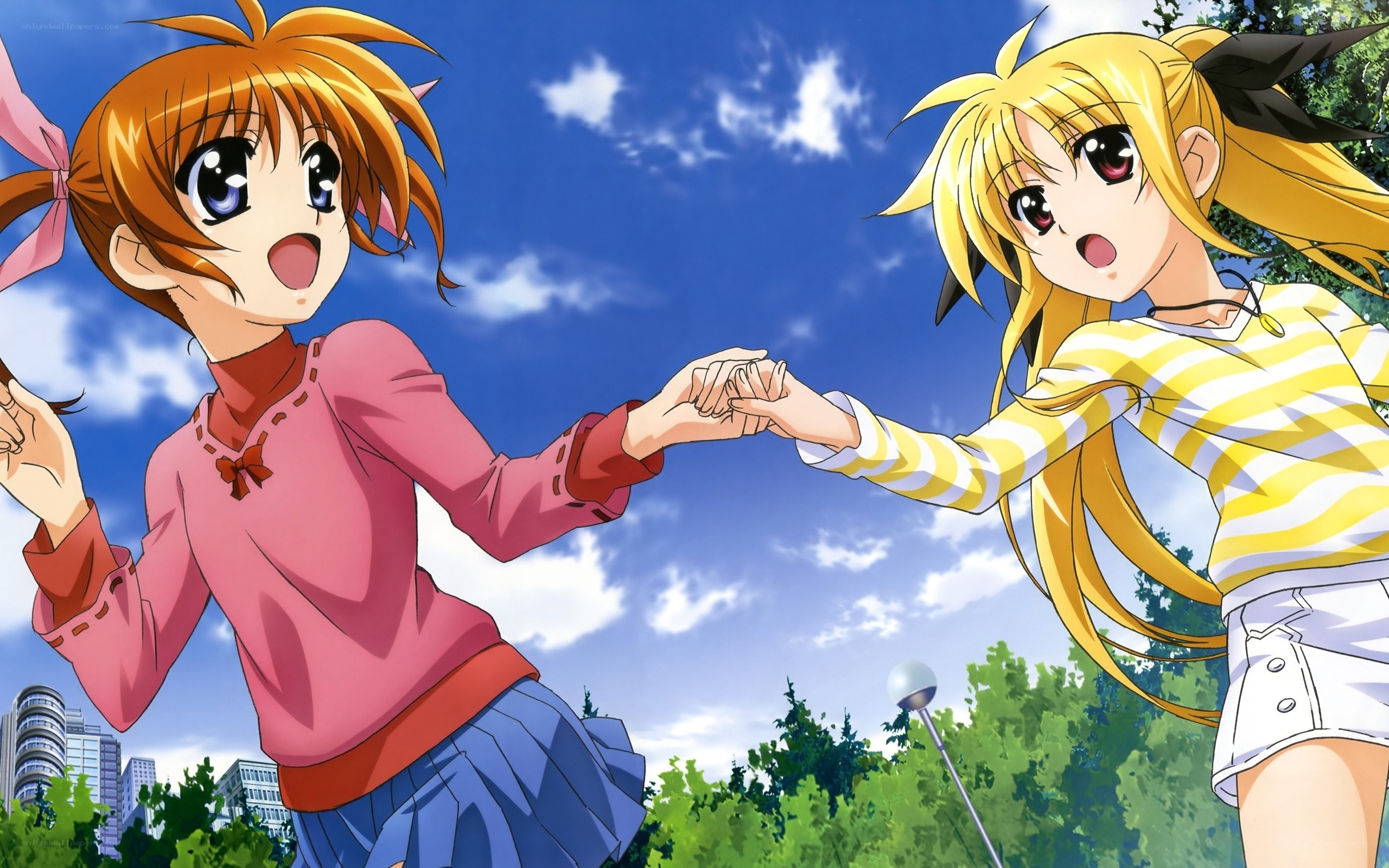 two girls holding hands